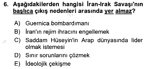 Siyasi Tarih 2 2024-2025 Dönem Sonu Sınavı - 6. soru