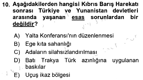 Siyasi Tarih 2 2024-2025 Dönem Sonu Sınavı - 10. soru