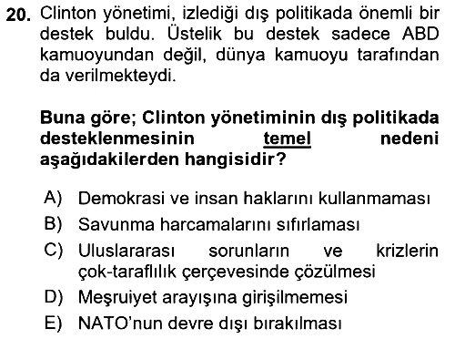 Siyasi Tarih 2 2025-2026 Dönem Sonu Sınavı - 20. soru