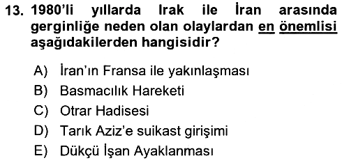 Siyasi Tarih 2 2018-2019 Yaz Okulu Sınavı - 13. soru