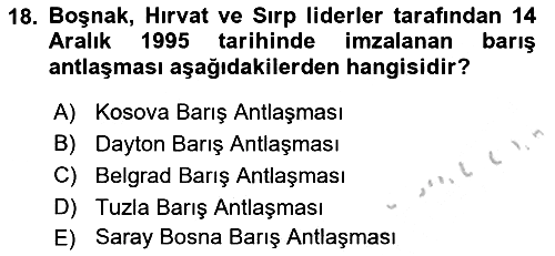 Siyasi Tarih 2 2018-2019 Yaz Okulu Sınavı - 18. soru
