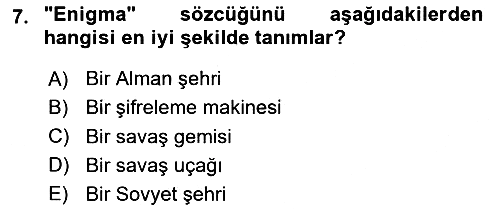 Siyasi Tarih 2 2023-2024 Yaz Okulu Sınavı - 7. soru