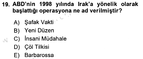 Siyasi Tarih 2 2023-2024 Yaz Okulu Sınavı - 19. soru