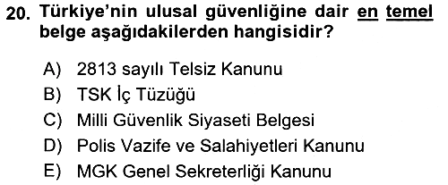 Strateji ve Güvenlik 2016-2017 3 Ders Sınavı - 20. soru