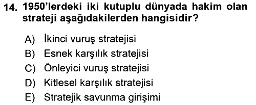 Strateji ve Güvenlik 2016-2017 Ara Sınav - 14. soru