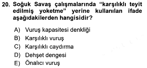 Strateji ve Güvenlik 2018-2019 Ara Sınav - 20. soru