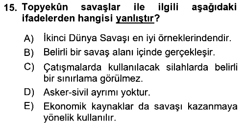 Strateji ve Güvenlik 2023-2024 Ara Sınav - 15. soru