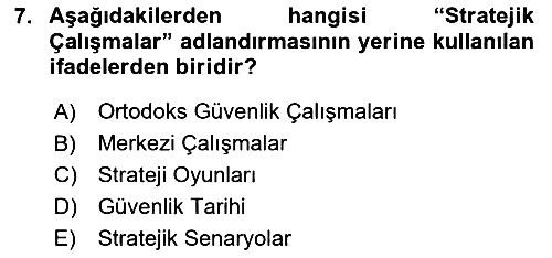Strateji ve Güvenlik 2024-2025 Ara Sınav - 7. soru