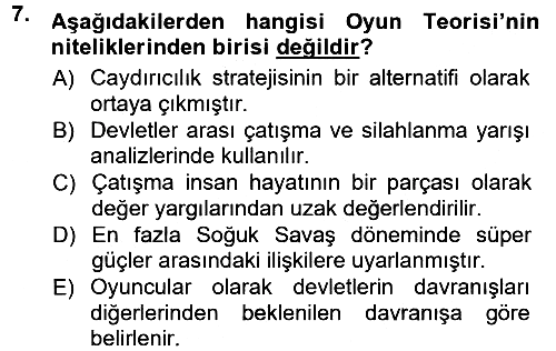 Strateji ve Güvenlik 2012-2013 Dönem Sonu Sınavı - 7. soru