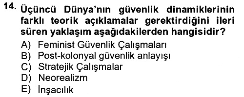 Strateji ve Güvenlik 2012-2013 Dönem Sonu Sınavı - 14. soru