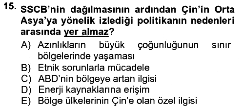 Strateji ve Güvenlik 2012-2013 Dönem Sonu Sınavı - 15. soru