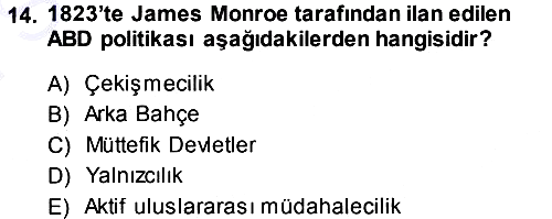 Strateji ve Güvenlik 2013-2014 Dönem Sonu Sınavı - 14. soru