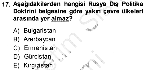 Strateji ve Güvenlik 2014-2015 Dönem Sonu Sınavı - 17. soru