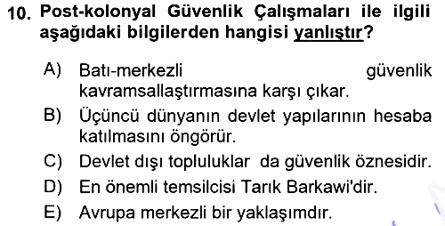 Strateji ve Güvenlik 2015-2016 Dönem Sonu Sınavı - 10. soru