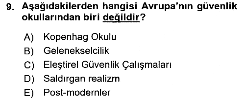 Strateji ve Güvenlik 2016-2017 Dönem Sonu Sınavı - 9. soru