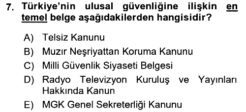 Strateji ve Güvenlik 2017-2018 Dönem Sonu Sınavı - 7. soru