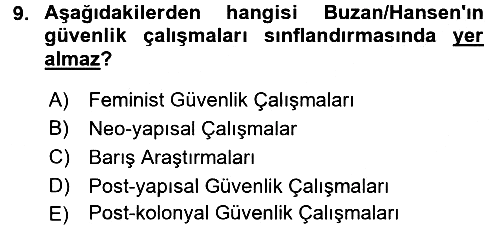 Strateji ve Güvenlik 2017-2018 Dönem Sonu Sınavı - 9. soru