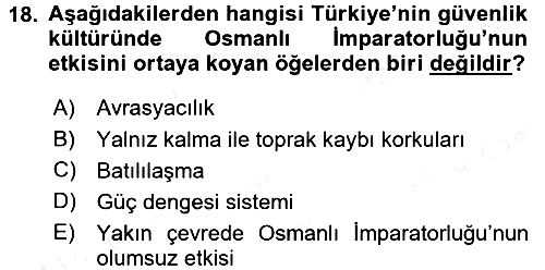 Strateji ve Güvenlik 2017-2018 Dönem Sonu Sınavı - 18. soru