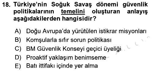 Strateji ve Güvenlik 2022-2023 Dönem Sonu Sınavı - 18. soru
