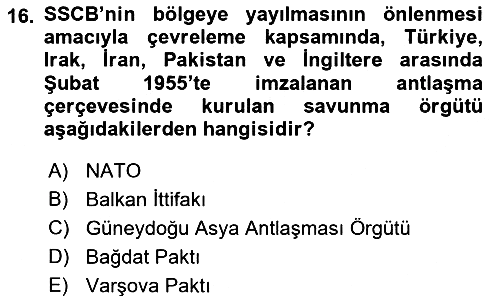 Strateji ve Güvenlik 2021-2022 Yaz Okulu Sınavı - 16. soru