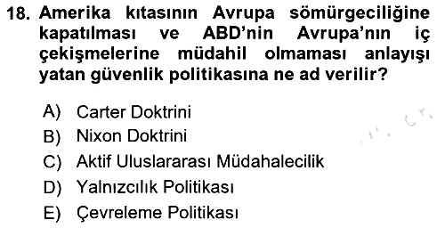 Strateji ve Güvenlik 2023-2024 Yaz Okulu Sınavı - 18. soru