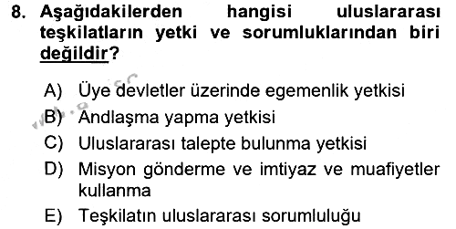 Uluslararası Hukuk 1 2016-2017 3 Ders Sınavı - 8. soru
