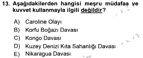 Uluslararası Hukuk 1 2016-2017 3 Ders Sınavı - 13. soru