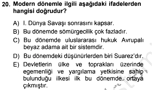 Uluslararası Hukuk 1 2012-2013 Ara Sınav - 20. soru