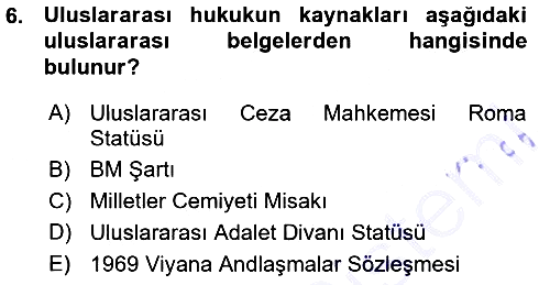 Uluslararası Hukuk 1 2015-2016 Ara Sınav - 6. soru