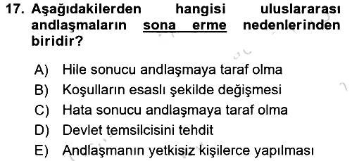 Uluslararası Hukuk 1 2016-2017 Ara Sınav - 17. soru