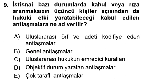 Uluslararası Hukuk 1 2017-2018 Ara Sınav - 9. soru