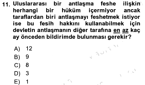 Uluslararası Hukuk 1 2017-2018 Ara Sınav - 11. soru