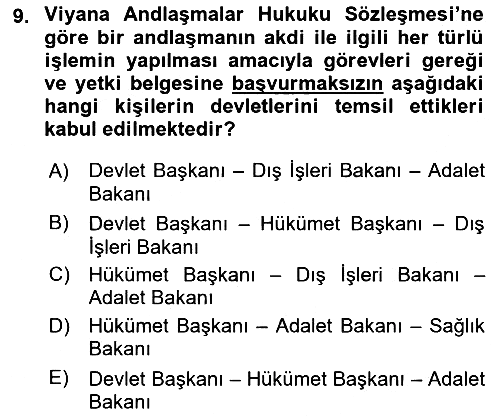 Uluslararası Hukuk 1 2019-2020 Ara Sınav - 9. soru