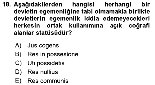 Uluslararası Hukuk 1 2022-2023 Ara Sınav - 18. soru