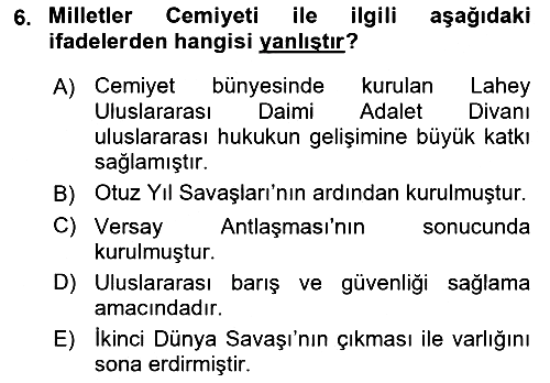 Uluslararası Hukuk 1 2024-2025 Ara Sınav - 6. soru