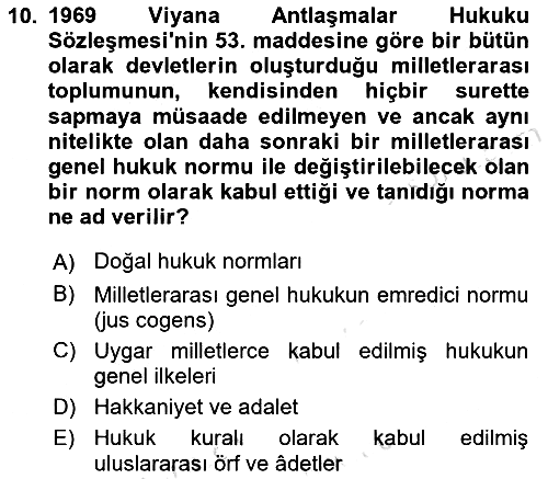 Uluslararası Hukuk 1 2025-2026 Ara Sınav - 10. soru