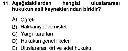 Uluslararası Hukuk 1 2012-2013 Dönem Sonu Sınavı - 11. soru