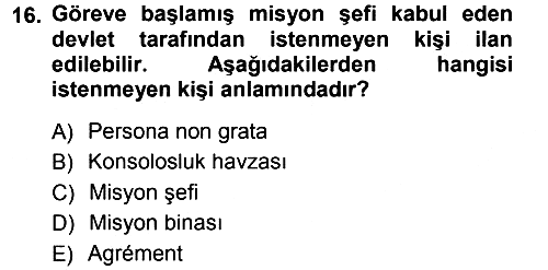 Uluslararası Hukuk 1 2012-2013 Dönem Sonu Sınavı - 16. soru