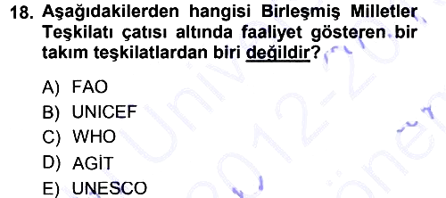 Uluslararası Hukuk 1 2012-2013 Dönem Sonu Sınavı - 18. soru