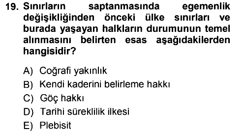 Uluslararası Hukuk 1 2012-2013 Dönem Sonu Sınavı - 19. soru