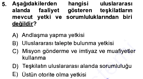 Uluslararası Hukuk 1 2013-2014 Dönem Sonu Sınavı - 5. soru