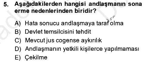 Uluslararası Hukuk 1 2014-2015 Dönem Sonu Sınavı - 5. soru