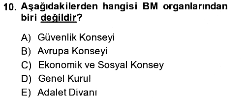 Uluslararası Hukuk 1 2014-2015 Dönem Sonu Sınavı - 10. soru