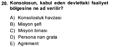 Uluslararası Hukuk 1 2014-2015 Dönem Sonu Sınavı - 20. soru