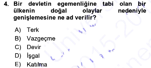 Uluslararası Hukuk 1 2015-2016 Dönem Sonu Sınavı - 4. soru