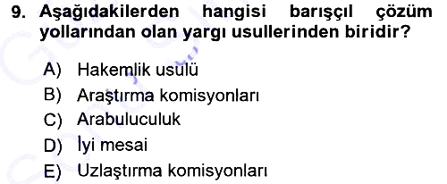 Uluslararası Hukuk 1 2015-2016 Dönem Sonu Sınavı - 9. soru
