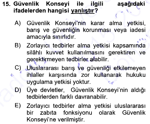 Uluslararası Hukuk 1 2015-2016 Dönem Sonu Sınavı - 15. soru