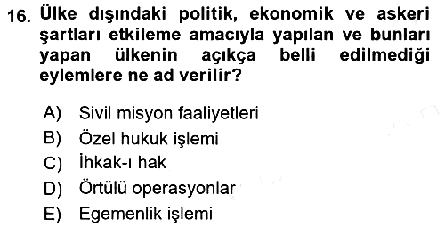 Uluslararası Hukuk 1 2016-2017 Dönem Sonu Sınavı - 16. soru