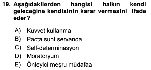 Uluslararası Hukuk 1 2019-2020 Dönem Sonu Sınavı - 19. soru