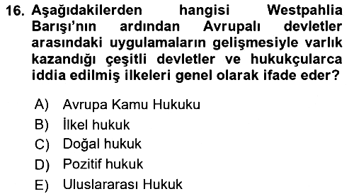 Uluslararası Hukuk 1 2021-2022 Dönem Sonu Sınavı - 16. soru